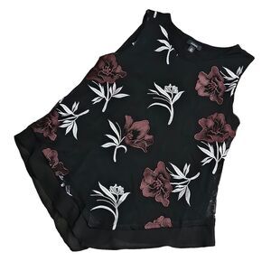 ALFANI Vintage Women's Whimsigoth Top Sleeveless Floral Embroidered Micromesh PM